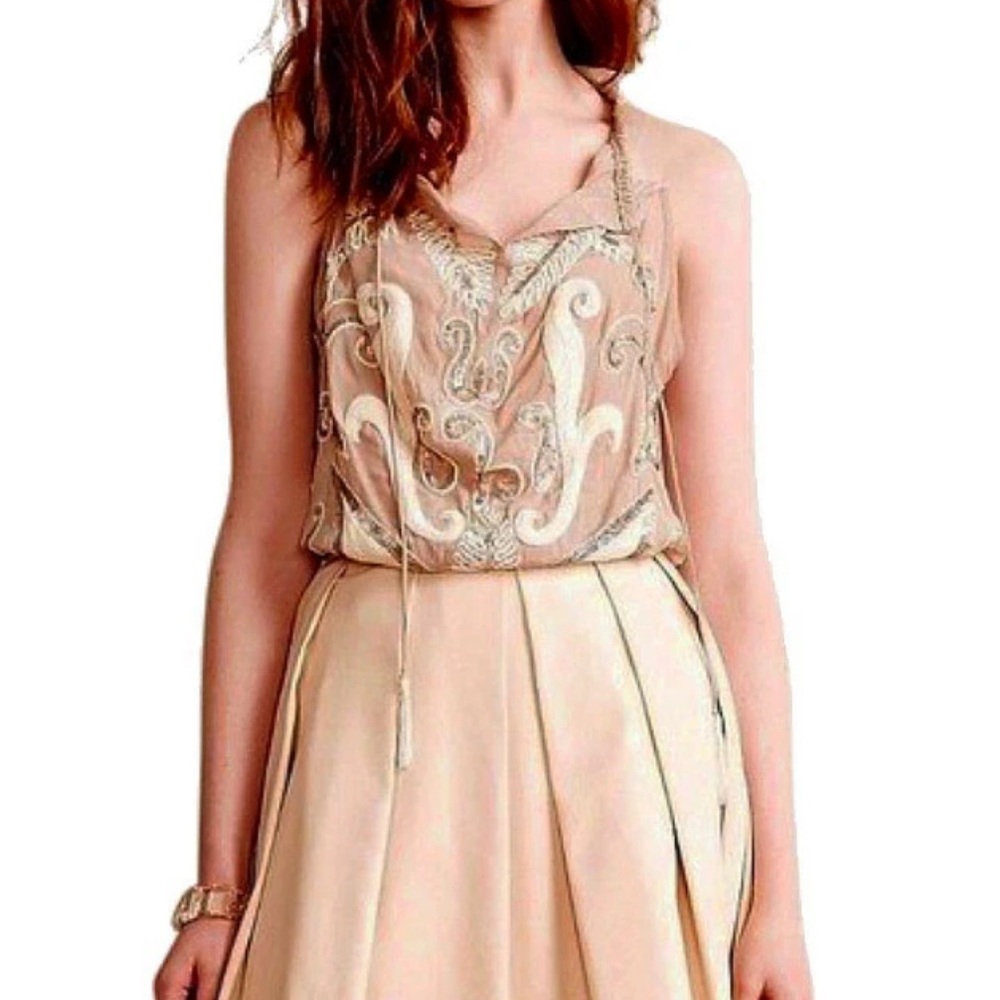Anthropologie Cream A-Line Skirt